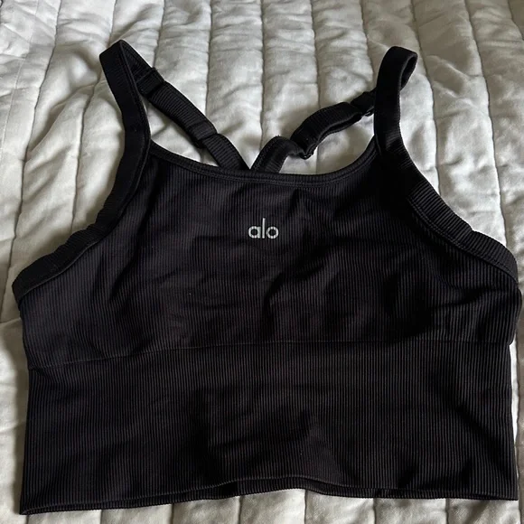 Alo Yoga Seamless Ribbed Favorite Bra Tank - Small - Picture 3 of 5